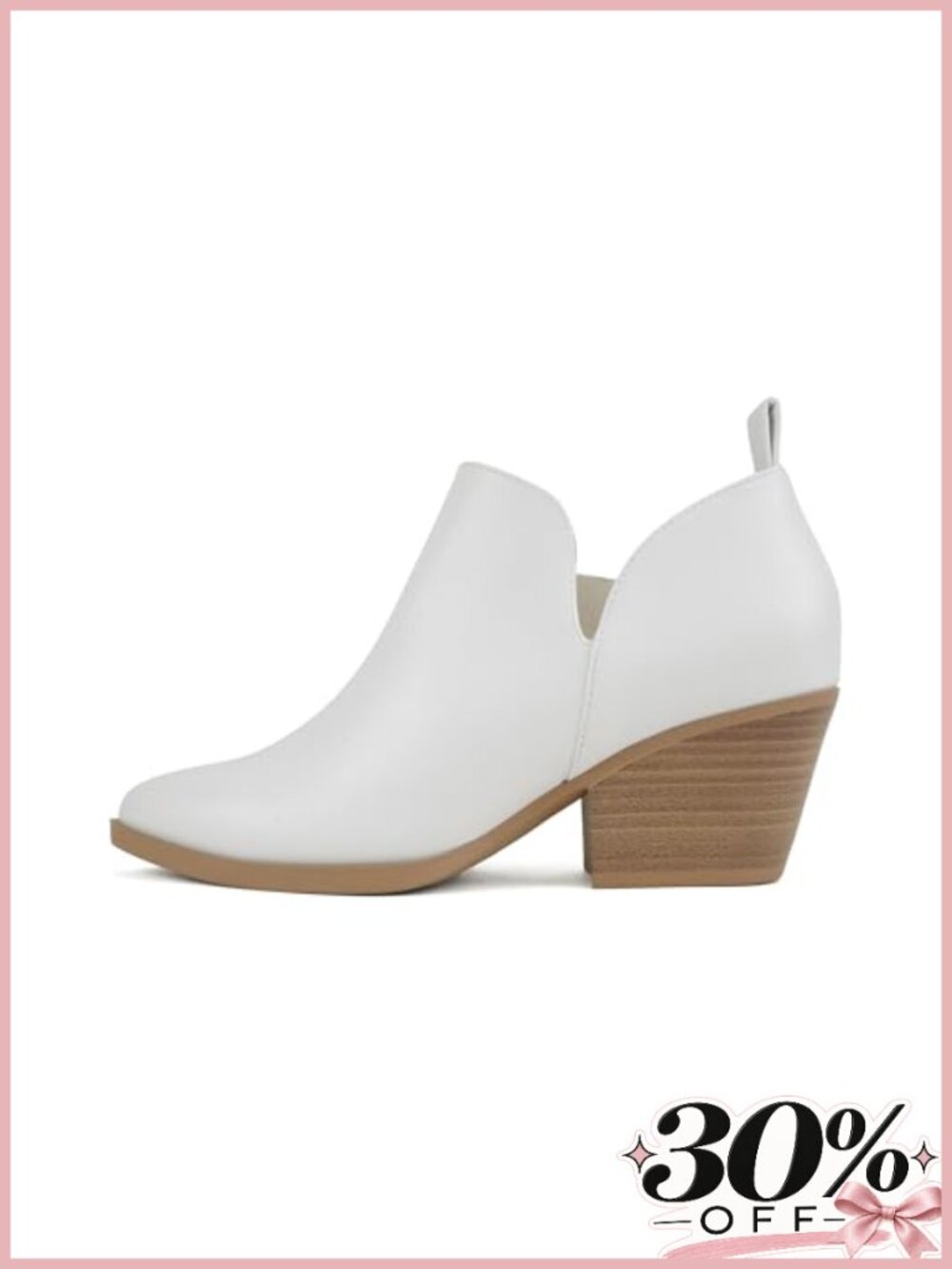 Women Pointed Toe V Cut Stacked Chunky Low Heel Ankle Boot Bootie Side Zipper